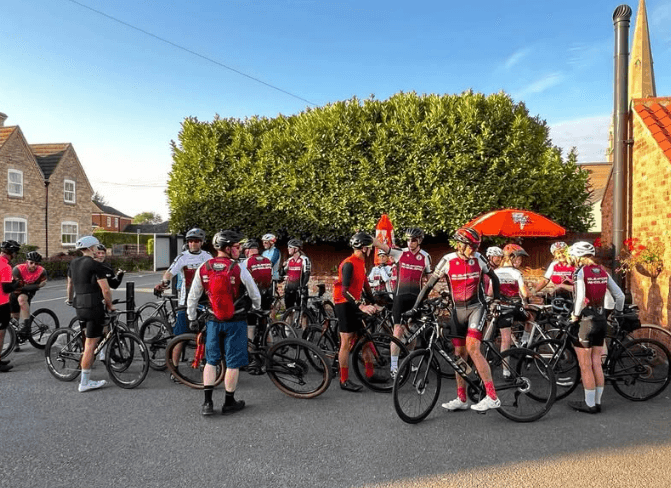 Sleaford wheelers socials meeting outside the Horseshoes