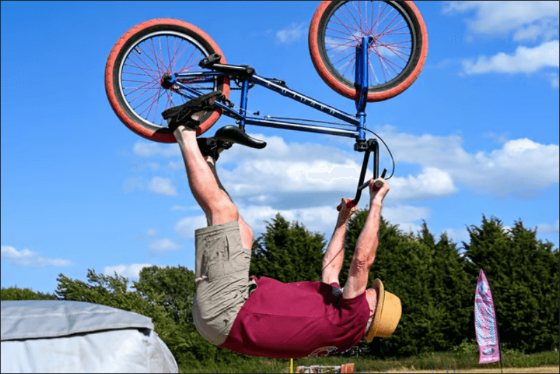 Chris Close airborne on the jump ramp