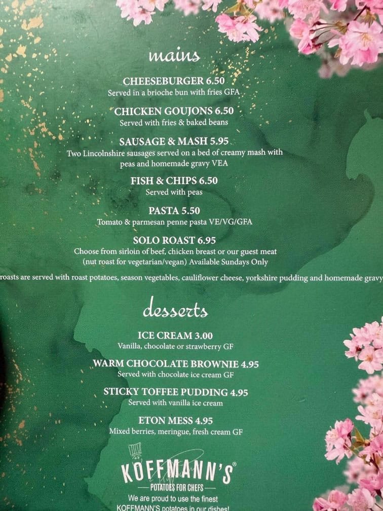 Solo club presentation evening menu 2025